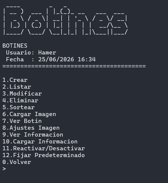 Gestión de botines